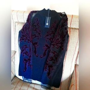 NWT Gorgeous INC International Concepts Knit Mock Neck Sweater Top Large Black🔥